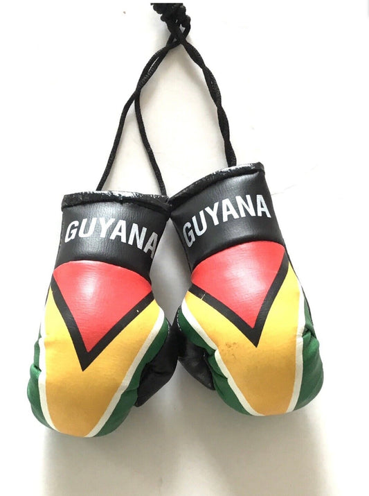 GUYANA PAIR OF BOXING GLOVES FOR HANGING IN THE CAR OR OFFICE 9 X 5