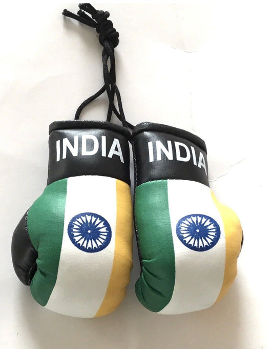 INDIA A PAIR OF BOXING GLOVES FOR HANGING IN THE CAR OR OFFICE 9 X 5cm