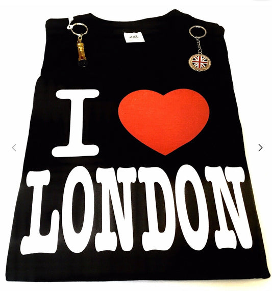 LONDON ENGLAND T- SHIRT UNISEX WITH 2 FREE LONDON KEY RINGS