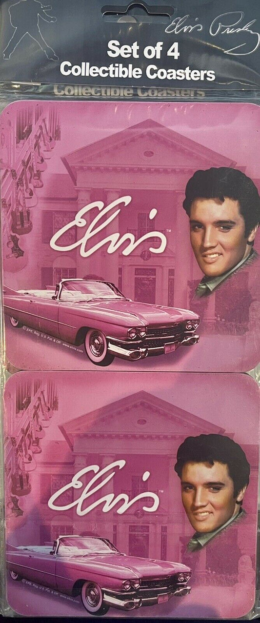 ELVIS PRESLEY Pink Cadillac Set of 4 Collectible Coasters Rare