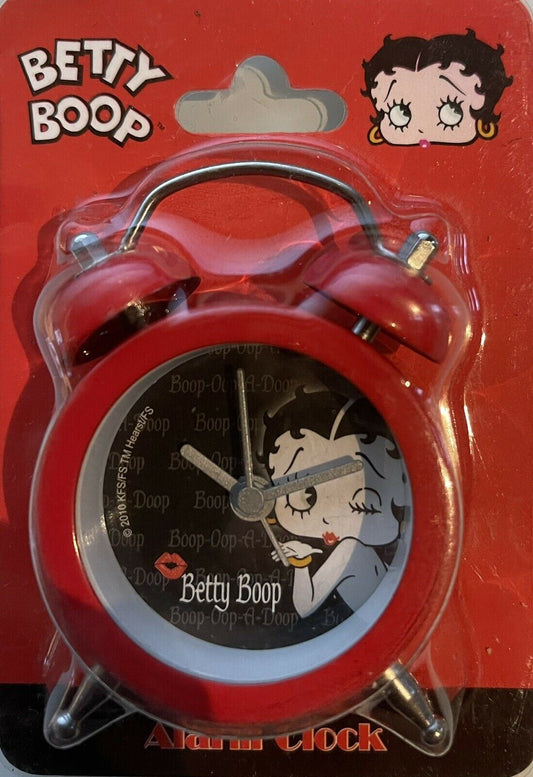Betty Boop Mini Travel Alarm Clock Betty Boop Flying Kiss with Black Background