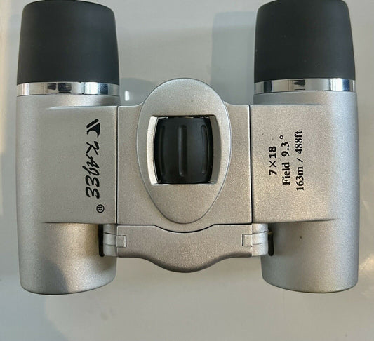 KAJEE Compact Binoculars 7 x 18 Silver & BLACK  PERFECT FOR BIRD WATCHING