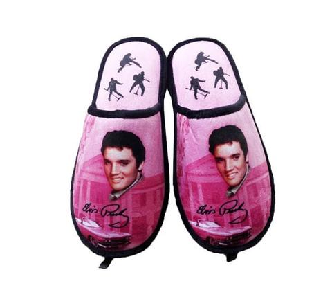 New Elvis Presley Slippers Pink w/ Guitars E8649