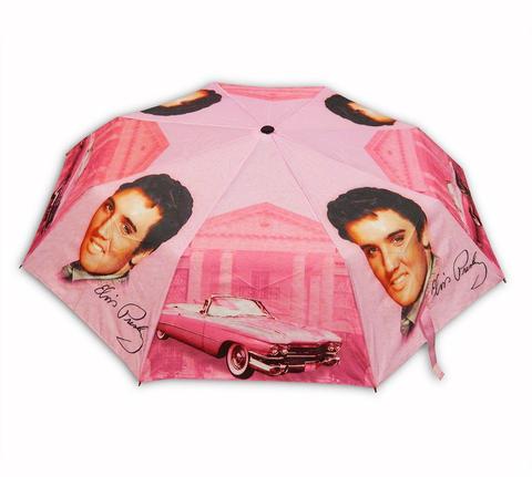 Elvis Presley Foldable  Umbrella Pink with Cadillac E8677