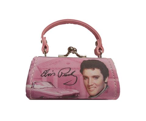 Elvis Mini Clutch Purse Pink w/Guitars E8845